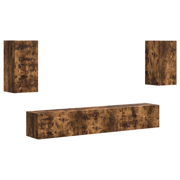 vidaXL Komplet TV omaric 5 pcs Dimljeni oreh Konstruiran les