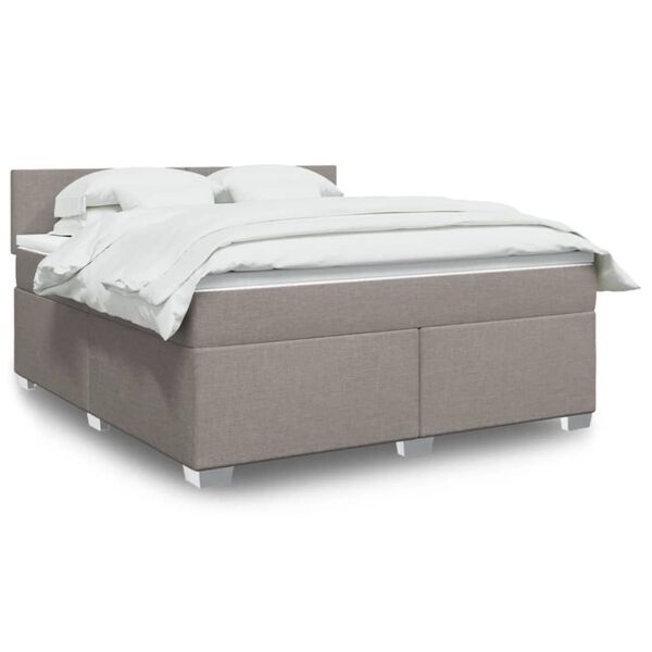 vidaXL Box spring postelja z vzmetnico taupe 180x200 cm blago