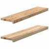 vidaXL Okenske police 2 kosa neobdelana 90x20x2 cm trdna hrastovina