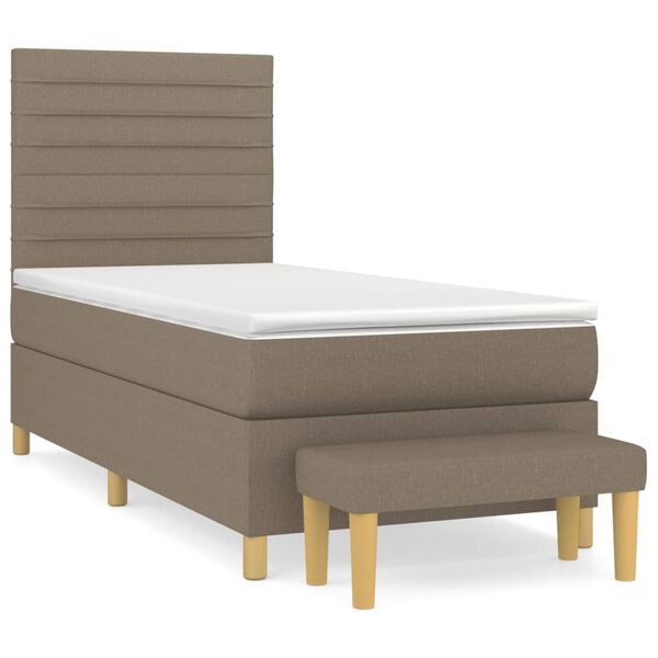 vidaXL Box spring postelja z vzmetnico taupe 90x190 cm blago