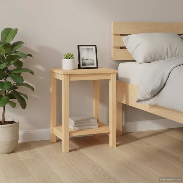 vidaXL Nočna omarica naravna 35x30x47 cm trdna borovina