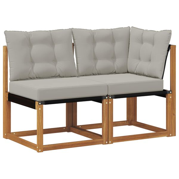 vidaXL Zunanji srednji in kotiček kavč z blazino 2 Kos Naravna