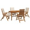 vidaXL 5-Piece Garden Dining Set Naravna Masiven les akacije