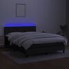 vidaXL Box spring postelja z vzmetnico LED črna 140x190 cm blago