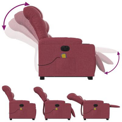 vidaXL Električni masažni naslanjač s funkcijo vstajanja vinsko rdeč