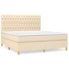 vidaXL Box spring postelja z vzmetnico krem 180x200 cm blago