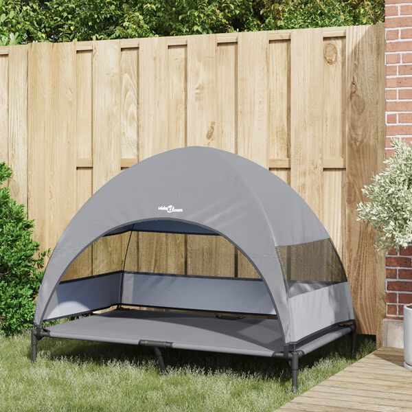 vidaXL Dvignjena pasja postelja Svetlo siva 127 x 81 x 108 cm