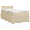 vidaXL Postelja boxspring z vzmetnico Krem 120 x 200 cm Blago