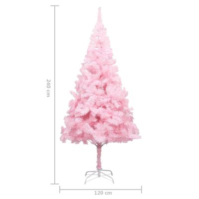 vidaXL Umetna osvetljena novoletna jelka s stojalom roza 240 cm PVC