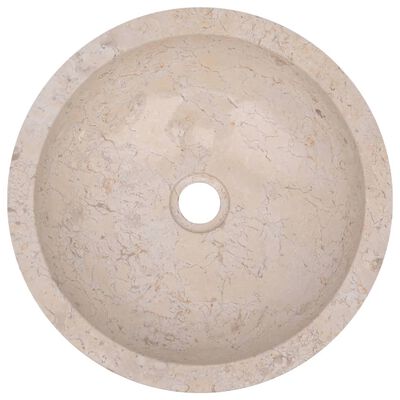 vidaXL Kopalniška omarica iz tikovine z umivalnikoma krem marmor