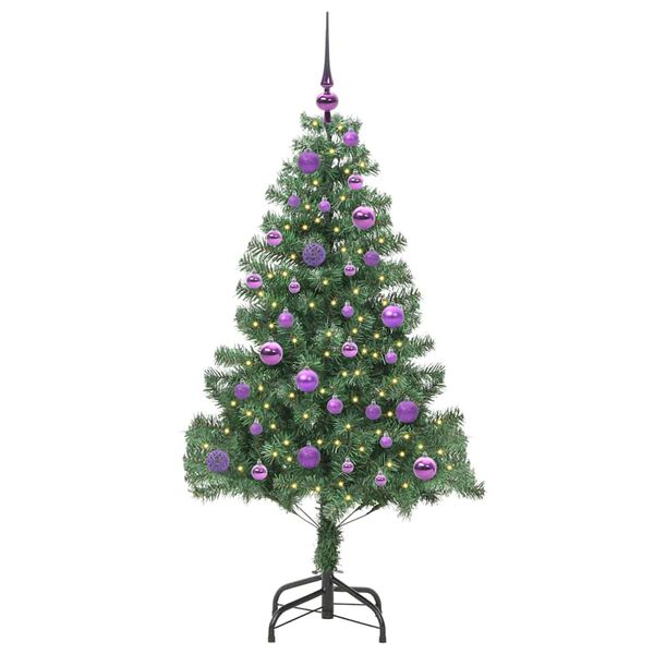 vidaXL Božično drevo med 150 LED z stojalom Zelena 150 cm PVC