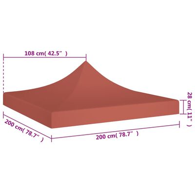 vidaXL Streha za vrtni šotor 2x2 m terakota 270 g/m²