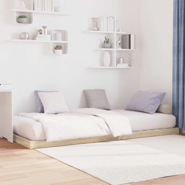 vidaXL Posteljni okvir Sonoma 100 x 200 cm Konstruiran les