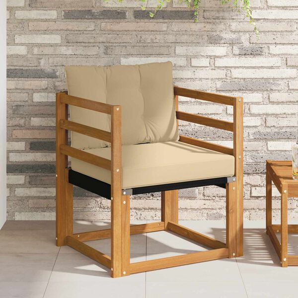 vidaXL Zunanji kavč Masivno akacijevo les in Textilene Naravna