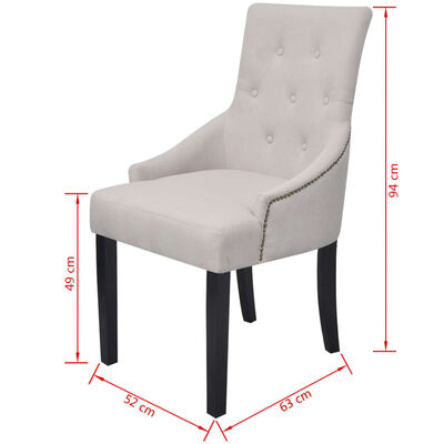 vidaXL Jedilni stoli 2 kosa kremno sivo blago