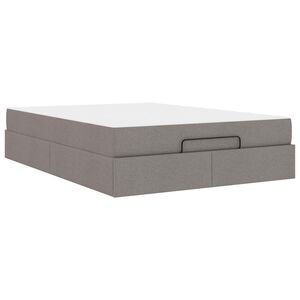 vidaXL Posteljni okvir z vzmetnico z vzmetnico 2 pcs Taupe blago