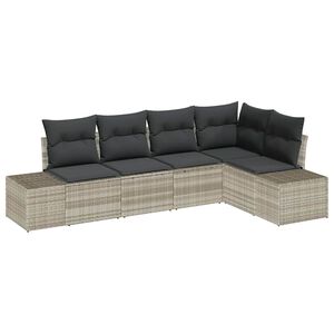 vidaXL Vrtna sedežna garnitura 5 pcs Svetlo siva poli ratan