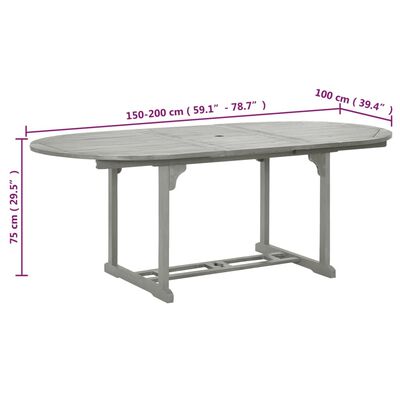 vidaXL Vrtna miza siva 200x100x75 cm trden akacijev les