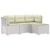 vidaXL 4-sedežna vrtna sofa z blazinami, rattan videz PP Bela