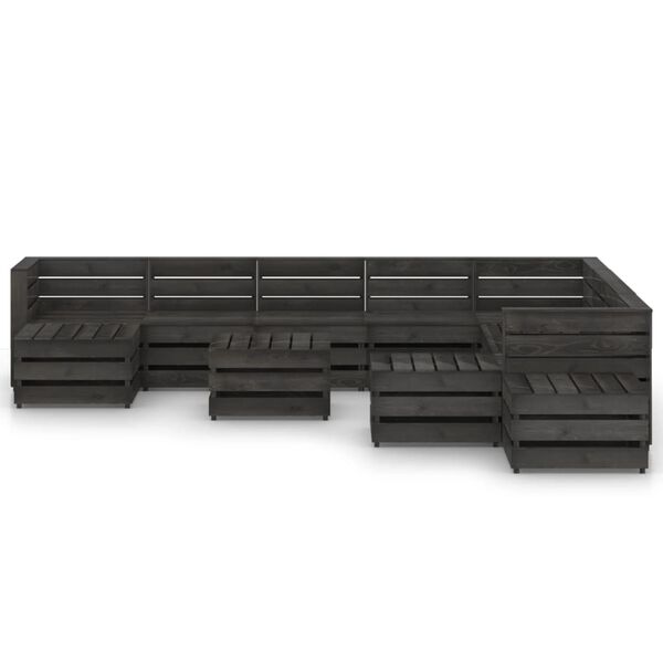 vidaXL Vrtna sedežna garnitura 12-delna siva impregnirana borovina