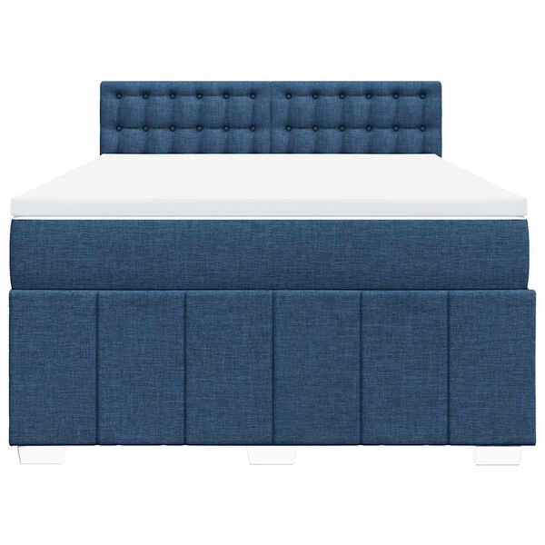vidaXL Box spring postelja z vzmetnico modra 140x190 cm blago