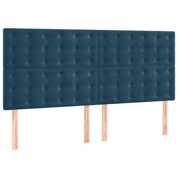 vidaXL Vzglavje postelje temno modro 200x5x118/128 cm žametno