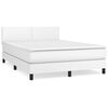 vidaXL Box spring postelja z vzmetnico bel 140x200 cm umetno usnje