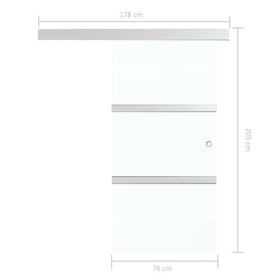 vidaXL Drsna vrata z mehkimi blokadami ESG steklo in aluminij 76x205cm