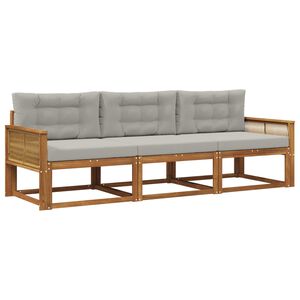 vidaXL Zunanja garnitura za sedenje 3 pcs Naravna in svetlo siva