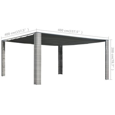 vidaXL Paviljon z drsno streho 400x400x200 cm siv in antraciten