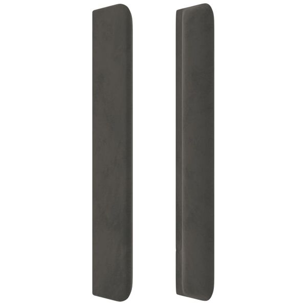 vidaXL Vzglavje z u&scaron;esi temno sivo 83x16x118/128 cm žamet