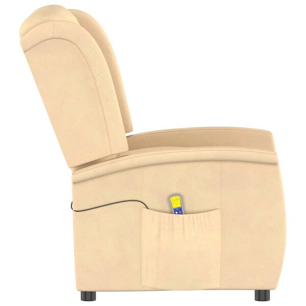 vidaXL Masažni dvosed krem blago iz mikrovlaken