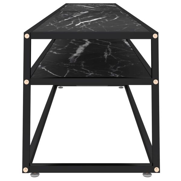 vidaXL TV omarica črn marmor 220x40x40,5 cm kaljeno steklo