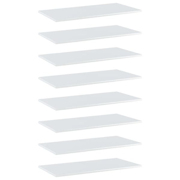 vidaXL Dodatne police za omaro 8 kosov visok sijaj bele 80x40x1,5 cm