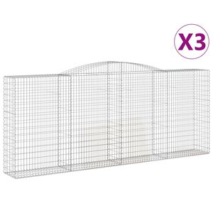 vidaXL Obokana gabionska ko&scaron;ara 3 kos 400x50x160/180cm cinkano železo