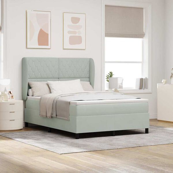 vidaXL Postelja z vzmetnico Svetlo siva 200 x 140 cm Poliester