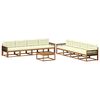 vidaXL Zunanja garnitura za sedenje z blazino 9 pcs Naravna in smetana