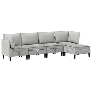 vidaXL Komplet pohi&scaron;tva za dnevno sobo 5 pcs Svetlo siva Blago