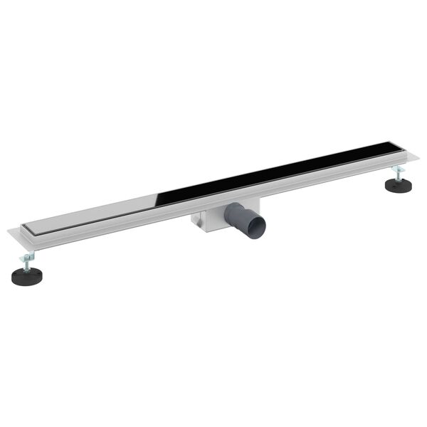 vidaXL Odvod za prho s stekleno za&scaron;čito Črna 100 cm