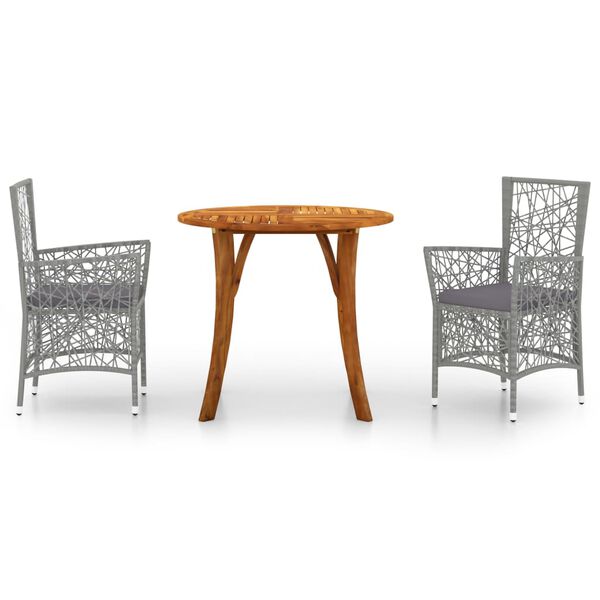 vidaXL Vrtna jedilna garnitura 3-delna siva