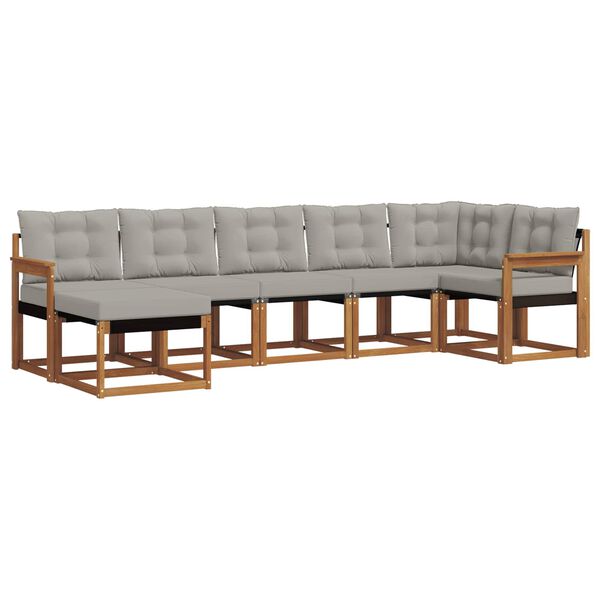 vidaXL Zunanja garnitura za sedenje 7 pcs Naravna in svetlo siva