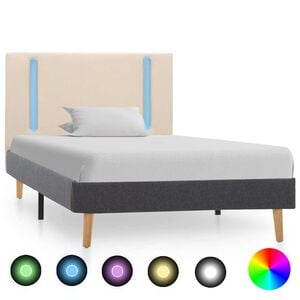 vidaXL Posteljni okvir LED krem in temno sivo blago 100x200 cm
