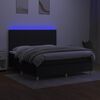 vidaXL Box spring postelja z vzmetnico LED črna 180x200 cm blago