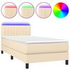 vidaXL Box spring postelja z vzmetnico LED krem 80x200 cm blago