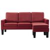 vidaXL Kavč trosed s stolčkom za noge vinsko rdeče umetno usnje