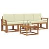 vidaXL Zunanja garnitura za sedenje z blazino 5 pcs Naravna in smetana