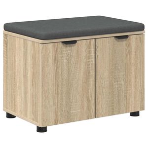 vidaXL Haldna klop z blazino s polico Sonoma hrast 60 x 38 x 46 cm