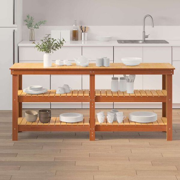 vidaXL Delovna miza Voskast rjav 181,5 x 50 x 80 cm Masivno borovo les