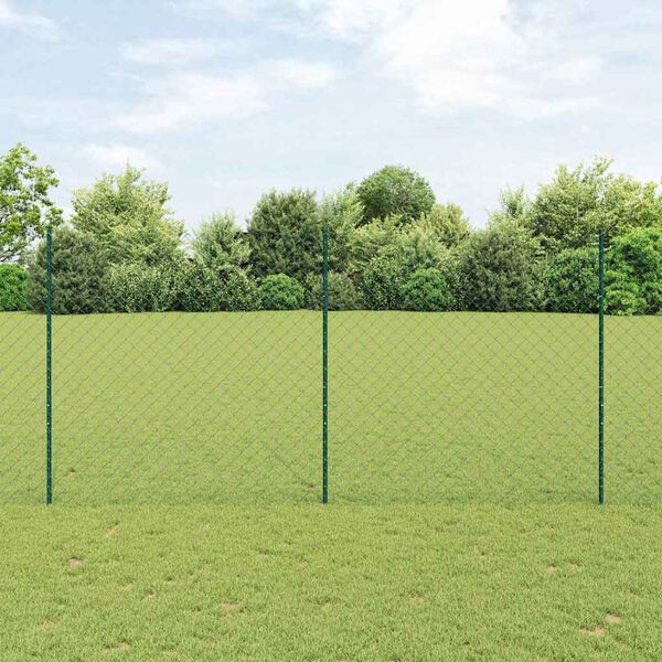 vidaXL Ograja s stebrom Zelena 1,5 x 25 m Jeklo