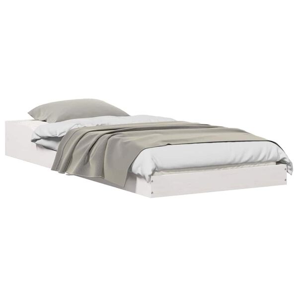 vidaXL Konstrukcija postelje Bela 80 x 220 cm Masivno borovo les